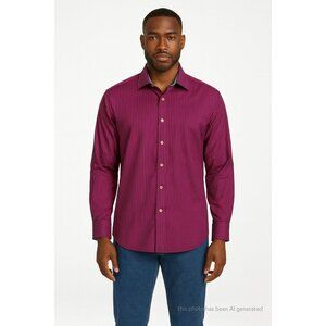 Robert Graham Purple Striped Button Front Shirt L